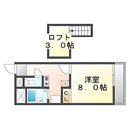 JR山陽本線 東尾道駅 徒歩26分の賃貸アパート 2階1Kの間取り