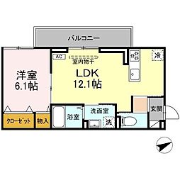 JR福塩線 備後本庄駅 徒歩8分の賃貸アパート 2階1LDKの間取り