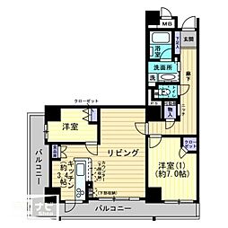 JR山陽本線 福山駅 徒歩5分の賃貸マンション 6階2LDKの間取り
