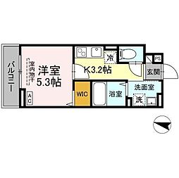 JR山陽本線 福山駅 徒歩10分の賃貸アパート 1階1Kの間取り