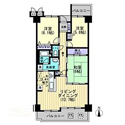 JR福塩線 備後本庄駅 徒歩20分の賃貸マンション 2階3LDKの間取り