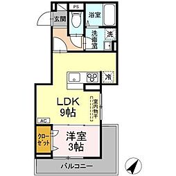 JR山陽本線 福山駅 4.2kmの賃貸アパート 2階1LDKの間取り