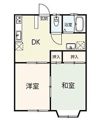 JR山陽本線 福山駅 4.4kmの賃貸アパート 2階2DKの間取り