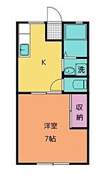 JR山陽本線 福山駅 3.9kmの賃貸アパート 1階1Kの間取り