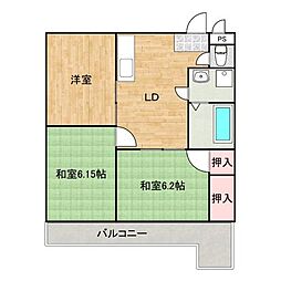 JR福塩線 神辺駅 徒歩10分の賃貸マンション 4階3DKの間取り