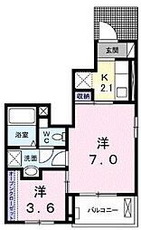 JR福塩線 備後本庄駅 徒歩26分の賃貸アパート 1階1SKの間取り