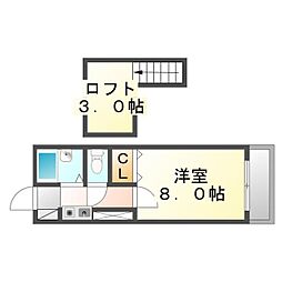 JR山陽本線 福山駅 徒歩33分の賃貸アパート 2階1Kの間取り
