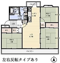 JR福塩線 備後本庄駅 徒歩26分の賃貸アパート 2階3LDKの間取り