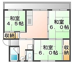 JR呉線 大乗駅 徒歩3分の賃貸マンション 5階3DKの間取り