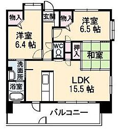 JR山陽本線 福山駅 徒歩10分の賃貸アパート 9階3LDKの間取り