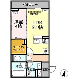 JR山陽本線 福山駅 徒歩13分の賃貸アパート 3階1LDKの間取り