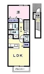 JR山陽本線 東尾道駅 徒歩13分の賃貸アパート 2階1LDKの間取り