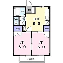JR山陽新幹線 新尾道駅 バス30分 河内保永下車 徒歩5分の賃貸アパート 1階2DKの間取り