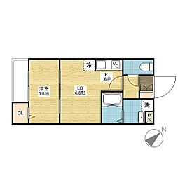 福山市春日町5丁目アパート 1LDKの間取図画像