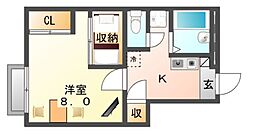 レオパレスヴィラージュ山手 1Kの間取図画像