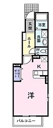 グラスコート2 1Kの間取図画像