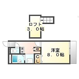 レオパレス山の手 1Kの間取図画像