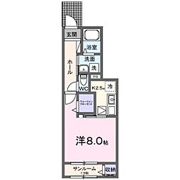 グリーンオレンジC 1Kの間取図画像