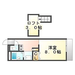 レオパレスUPTOWN 1Kの間取図画像