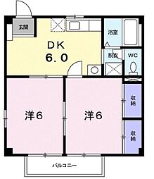 ニューシティコスモス 2DKの間取図画像