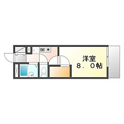 レオパレス希望wish 1Kの間取図画像