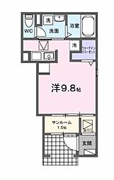 福山市松永町3丁目アパート ワンルームの間取図画像