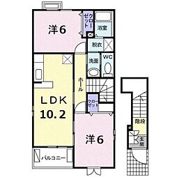 ツインコムB 2LDKの間取図画像