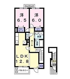 シャルマンフルール 2LDKの間取図画像