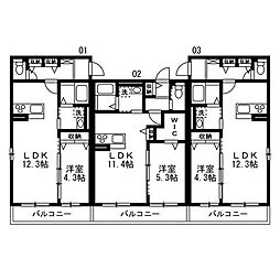 福山市本庄町中1丁目アパート 1LDKの間取図画像