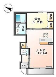 ドゥミルピエール 1LDKの間取図画像