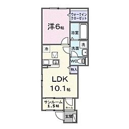 福山市西深津町1丁目アパート 1LDKの間取図画像