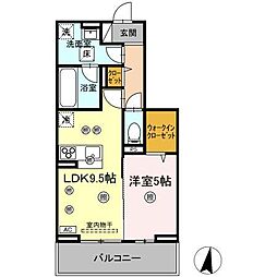 福山市駅家町大字近田アパート 1LDKの間取図画像