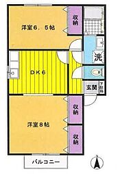 シャトラン駅家E 2DKの間取図画像