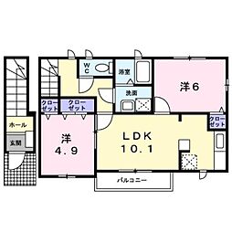 レジデンスハナナ 2LDKの間取図画像