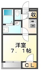 クレイノ西深津 1Kの間取図画像