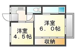 ビレッジハウス水島3号棟 1DKの間取図画像