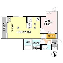 福山市川口町1丁目アパート 1LDKの間取図画像