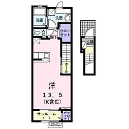 尾道市西則末町アパート ワンルームの間取図画像