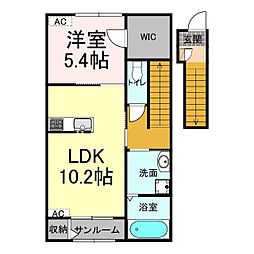福山市南手城町2丁目アパート 1SLDKの間取図画像
