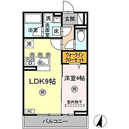 福山市手城町4丁目アパート 1LDKの間取図画像