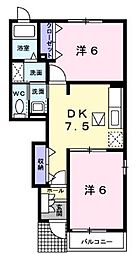 モンターニャローマ 2DKの間取図画像
