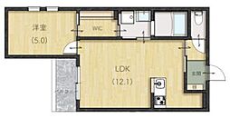 福山市南本庄2丁目アパート 1LDKの間取図画像