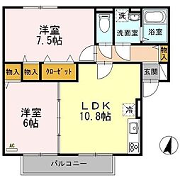 クニーズコートB 2LDKの間取図画像