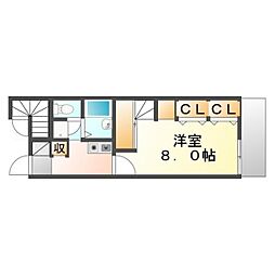 レオパレスカワミナミ 1Kの間取図画像