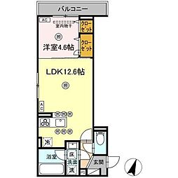 福山市東深津町4丁目アパート 1LDKの間取図画像