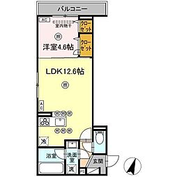 福山市東深津町4丁目アパート 1LDKの間取図画像