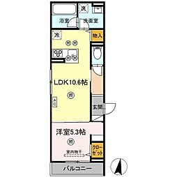 福山市手城町2丁目アパート 1LDKの間取図画像