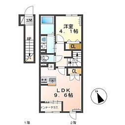 福山市東川口町3丁目アパート 1LDKの間取図画像