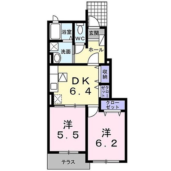 ソレアード2 102｜大分県速見郡日出町大字豊岡(賃貸アパート2DK・1階・45.72㎡)の写真 その2