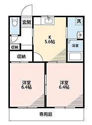 ふるさとB 2DKの間取図画像
